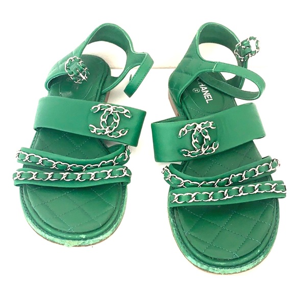 green chanel shoes